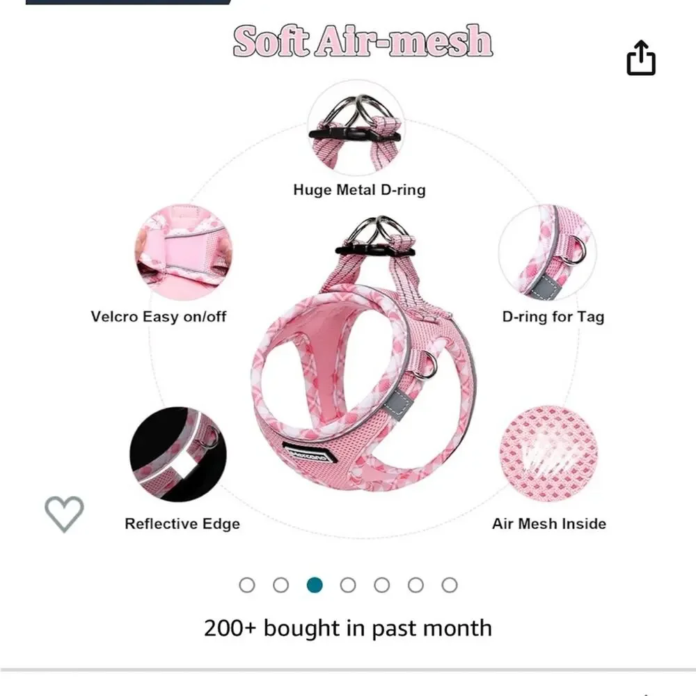 Mercano 2 Piece Pink Harness and Leash Set Size Medium Dog Pet